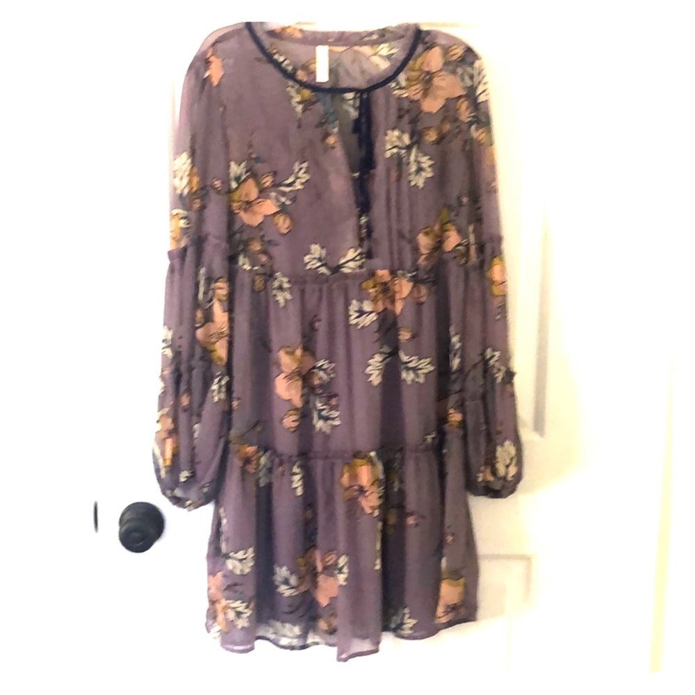 Purple floral long sleeve dress